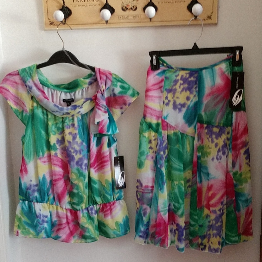 SKIRT SET NWT@168 2 Piece DUO Retro 1980s Top & Skirt NINE WEST